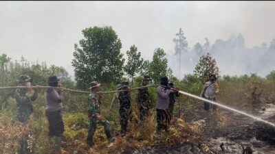Kodam XIX/Tuanku Tambusai Bersama Tim Terpadu Berjibaku Kendalikan Karhutla di Enam Titik