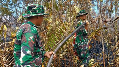 Kodam XIX/Tuanku Tambusai Terus Perkuat Pemadaman Karhutla di Pulau Jum’at, Titik Asap Masih Ditangani